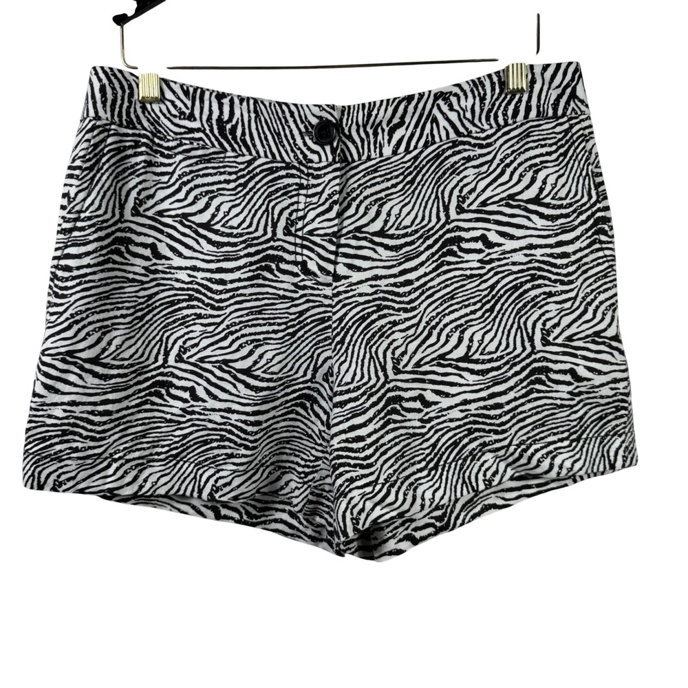 Madison Zebra Print Linen Blend Shorts Size 8 Black White Safari‎ Animal Print